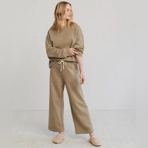 Jenni Kayne Marina Cropped Sweatpant Small Hazel Brown Wide Leg culottes